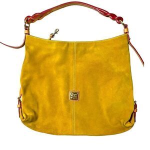 Vintage Dooney & Bourke Oversized Golden Suede Hobo Shoulder Bag Pre-Loved Cond